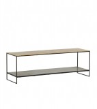 METAL CAFE TABLE WITH SHELF ANTIQUE GOLD BLACK - CAFE, SIDE TABLES